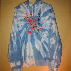 Blue and White Tie Dye Sakura Flower Sweatshirt